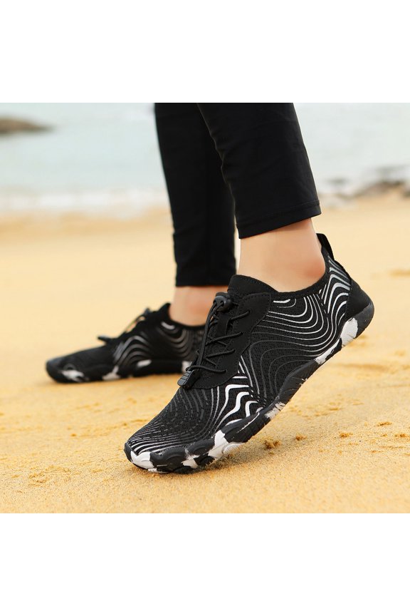 Couples Outdoor Water Sneakers, Lightweight Breathable Stream-Trekking Shoes, Non-Slip Footwear for Hiking, Climbing, Beach, Swimming, Wading & Casual Wear Black 42