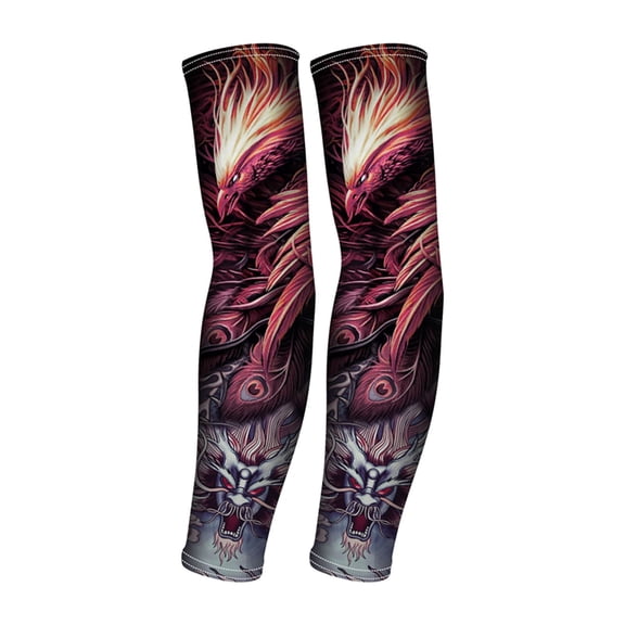 KANG Fashion Temporary Tattoo Sleeves Arm Sleeves for Party Body Art and Printed Sports Outdoor Cycling Activities UV Protection for Men Women Red One Size