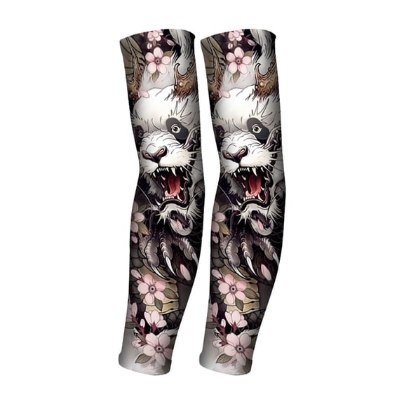 KANG Fashion Temporary Tattoo Sleeves Arm Sleeves for Party Body Art and Printed Sports Outdoor Cycling Activities UV Protection for Men Women White One Size