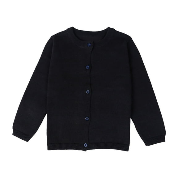 KANG Fashion Girls Cardigan Long Sleeve Kid Button Sweater Girl Crew Neck Cardigans Sweater Toddler Sweaters, Black 12M