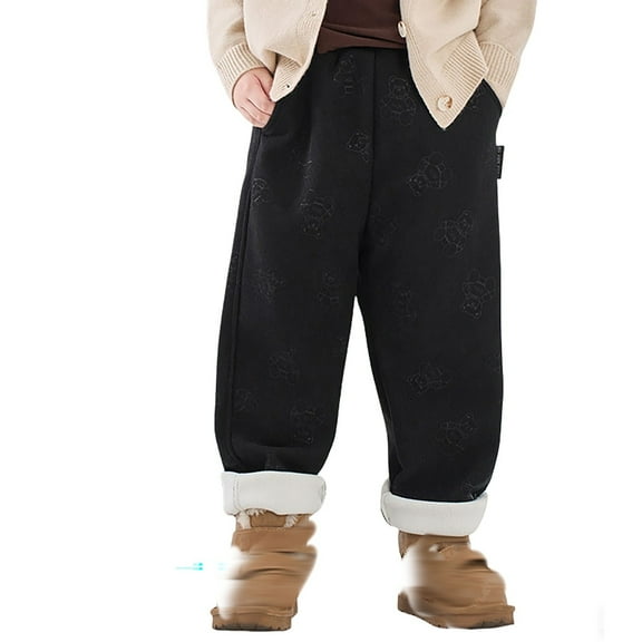 KANG Fashion Girls Lined Pants Winter Warm Thermal Teens Joggers Soft Cozy Casual Trousers For Teen Girls And Boys Thickened Comfortable Outfit Warm Pants Thermal Pants