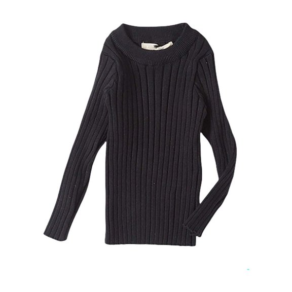 KANG Fashion Girls Sweaters Soft Knit Pullover Comfortable Round Neck Long Sleeve Top For Toddler Kids Casual Warm Fall Winter Clothes Toddler Sweaters, Black 18M