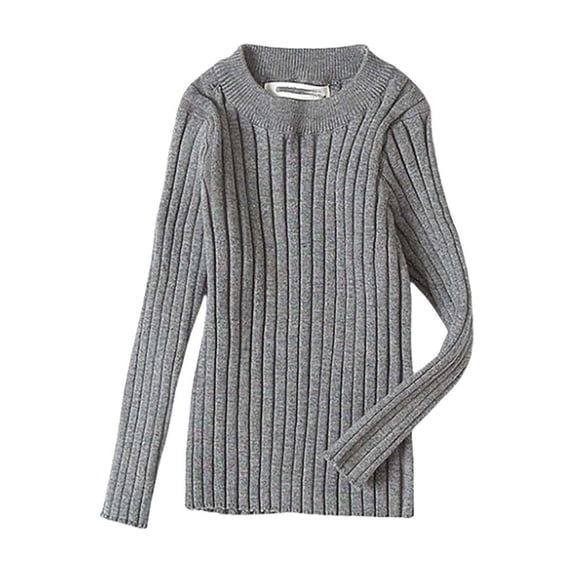 KANG Fashion Girls Sweaters Soft Knit Pullover Comfortable Round Neck Long Sleeve Top For Toddler Kids Casual Warm Fall Winter Clothes Toddler Sweaters, Grey 3Y