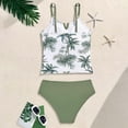 thumbnail image 1 of KANG Fashion Girls Swimsuit 2 Piece Bathing Suit Criss Cross Ruched Girl Tankini Sets Printed Girls' Swimwear for 9-14 Years Green 120, 1 of 5