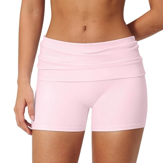 KANG Fashion High Waisted Yoga Shorts With Control Sculpting Cuffed Fitness Running Workout Shorts Pink S