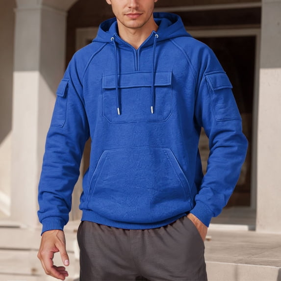 KANG Fashion Hooded Sweatshirt Autumn Winter Warm Casual Sporty Pullover With Multiple Pockets For Outdoor Activities
