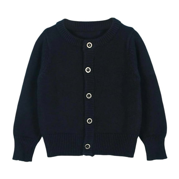 KANG Fashion Kids Girls Cardigan Long Sleeve Kid Button Sweater Girl Crew Neck Cardigans Sweater Toddler Sweaters, Dark Blue 12M
