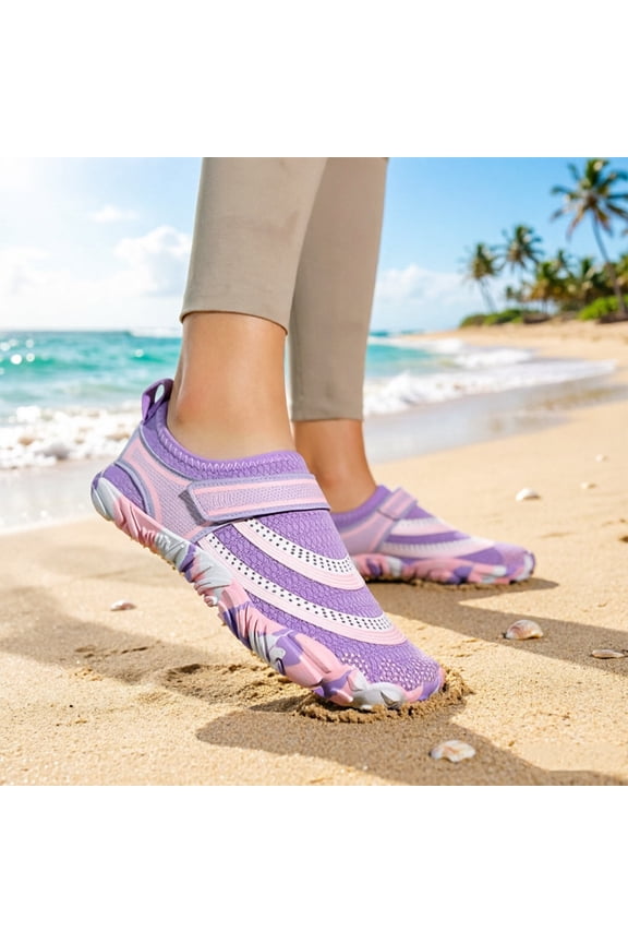 Men's & Women's Five-Toe Barefoot Water Shoes, Anti-Cut Non-Slip Wading Shoes for Swimming, Snorkeling, River Trekking & Beach Exploration Purple 35