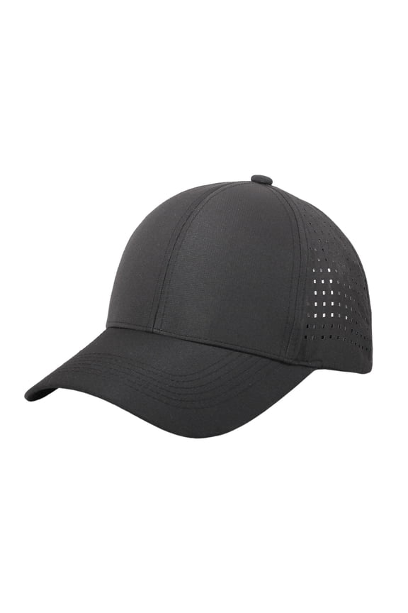 Men's & Women's Perforated Mesh Baseball Cap, UPF 50+ UV Protection, Breathable Lightweight Hard Brim Hat for Vacation, Hiking, Running, Outdoor Activities Black One Size