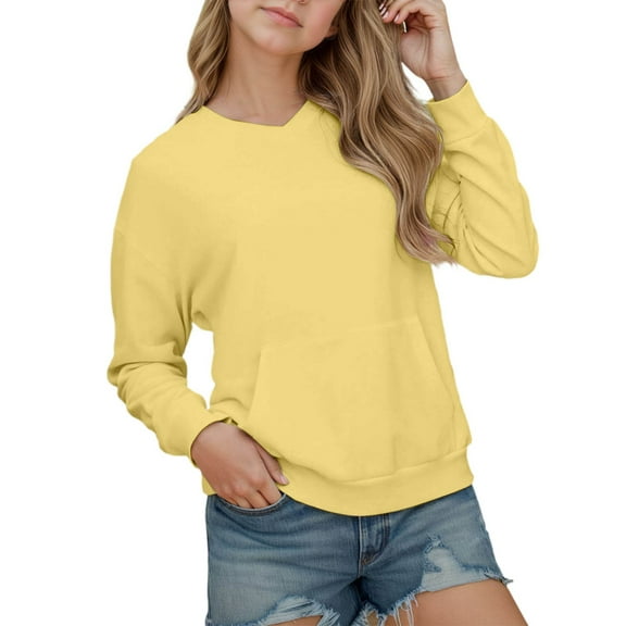 KANG Fashion Oversized Girls Hoodies Casual Long Sleeve Pullover Sweatshirts With Pocket Drop Shoulder Cute Loose Fit Top For Teen Girls