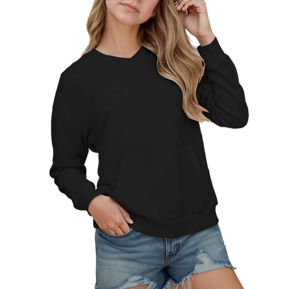 KANG Fashion Oversized Girls Hoodies Casual Long Sleeve Pullover Sweatshirts With Pocket Drop Shoulder Cute Loose Fit Top For Teen Girls