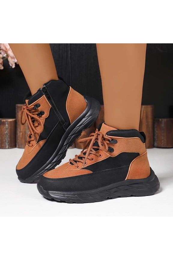 Fashion Platform High Top Sneakers Comfortable Lace Up Leather Casual Athletic Shoes For Everyday Wear Black 40