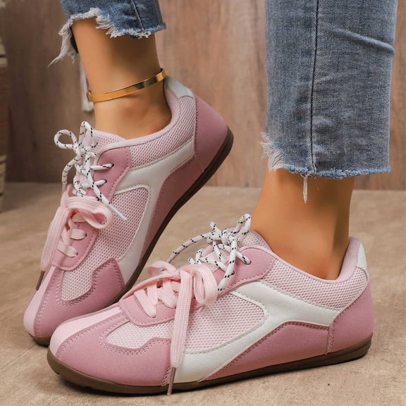 KANG Fashion Solid Color Leather Low Top Casual Shoes Comfortable Breathable Slip On Walking Footwear For Daily Use Pink 38