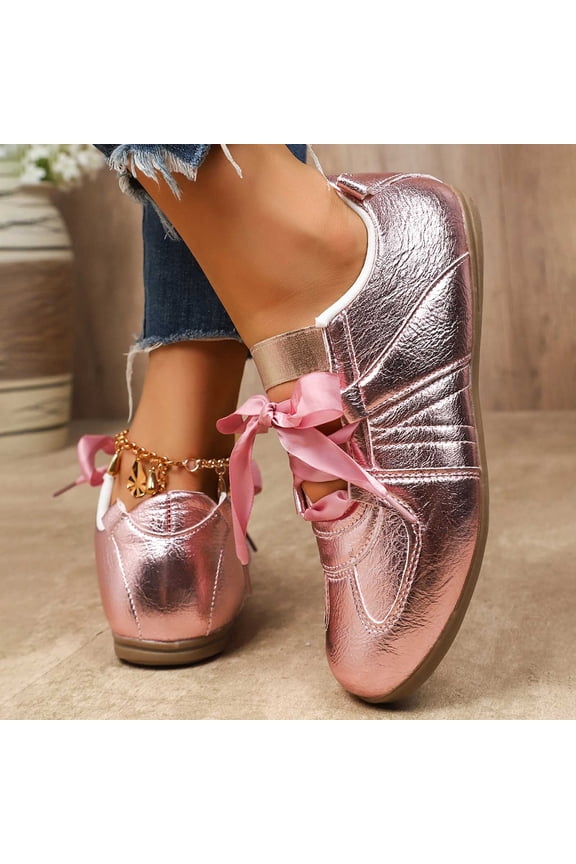 Fashion Solid Color Leather Low Top Casual Shoes Comfortable Daily Walking For Ladies Breathable Slip On Loafers Pink 41