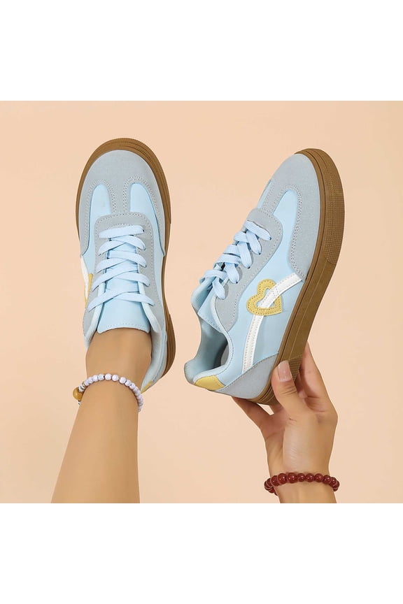 Fashion Suede Lace Up Flat Casual Shoes Comfortable Loafers For Daily Walking And Outing Light Blue 37