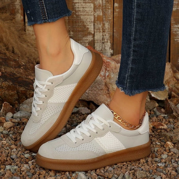 KANG Fashion Suede Lace Up Flat Casual Shoes Comfortable Loafers Slip On Walking Footwear For Daily Use Beige 36