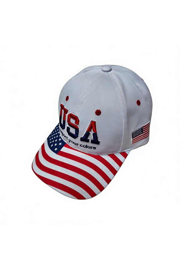 Sun Hats for Women, 4th of July Outfits, USA Embroidered Baseball Cap, Unisex Fashion Sun Visor Hat for Outdoor Sun Protection Daily Wear White