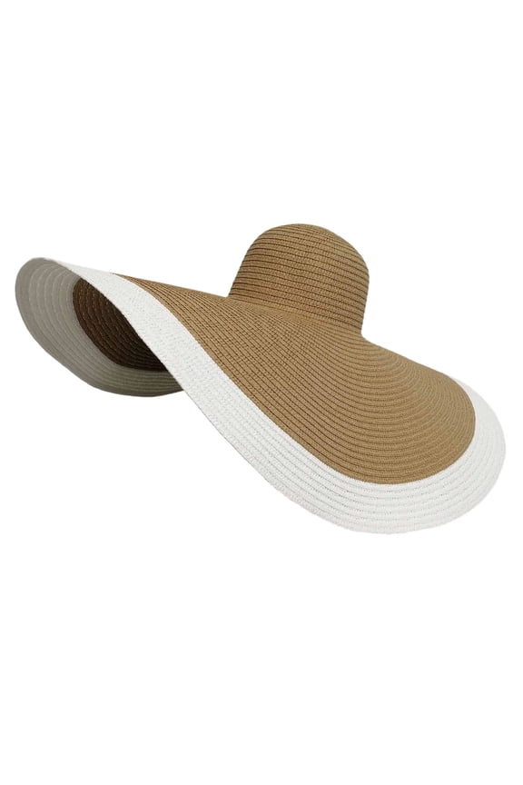Sun Hats for Women, 70cm Wide Brim Foldable Straw Fisherman Hat, Khaki Summer Sun Protection Hat for Outdoor Travel Beach Use Khaki 1