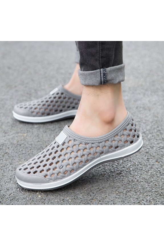 Unisex Hollow Mesh Clogs Lightweight Garden & Beach Shoes Quick-Dry Non-Slip Water Shoes Casual Slip-On Mules for Couples—Perfect for Vacations and Outdoor Activities Grey 39