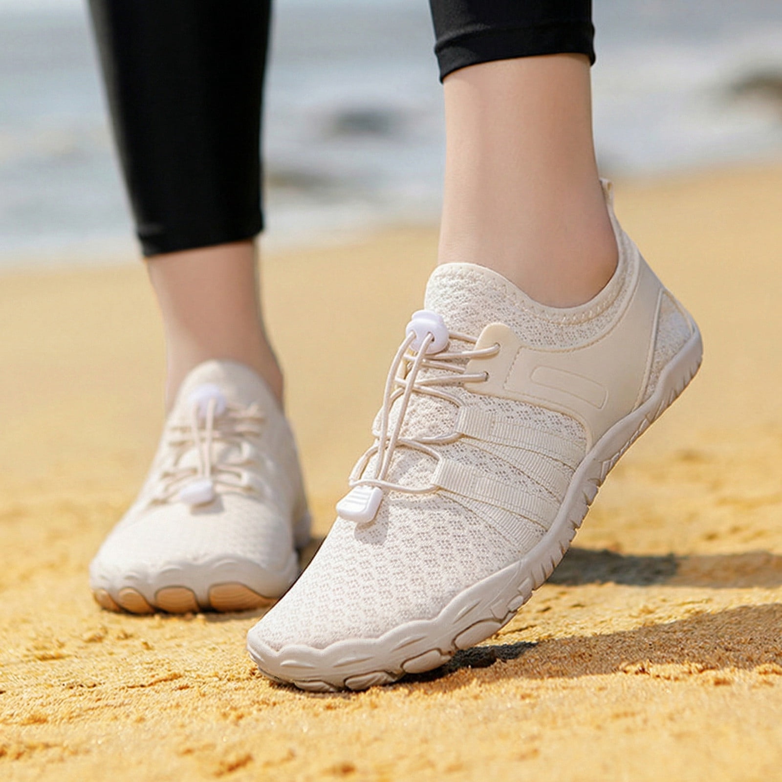 KANG Fashion Unisex Outdoor River-Trekking Shoes, Non-Slip, Water-Resistant Aqua Shoes for Hiking, the Beach, the Pool, the Gym, and Outdoor Sports with a Flexible, Protective Sole Beige 42