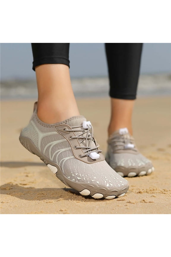 Unisex Quick-Dry Water Shoes, Lightweight River-Tracing Outdoor Footwear, Anti- Beach Shoes for Hiking, Walking, and Light Training Khaki 36