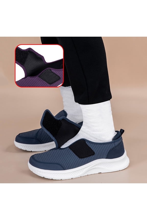 Wide-Toe Walking Shoes for Senior Men and Women, Lightweight Breathable Mesh Sneakers, Supportive and Comfortable Shoes for Spring and Summer Blue 42