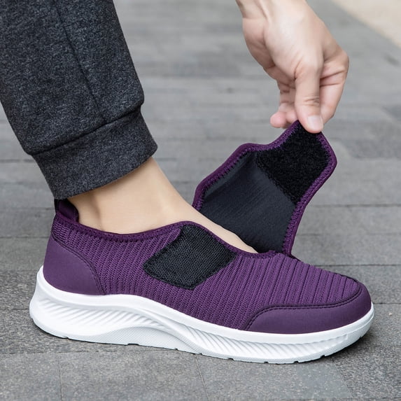 KANG Fashion Wide-Toe Walking Shoes for Senior Men and Women, Lightweight Breathable Mesh Sneakers, Supportive and Comfortable Shoes for Spring and Summer Purple 42
