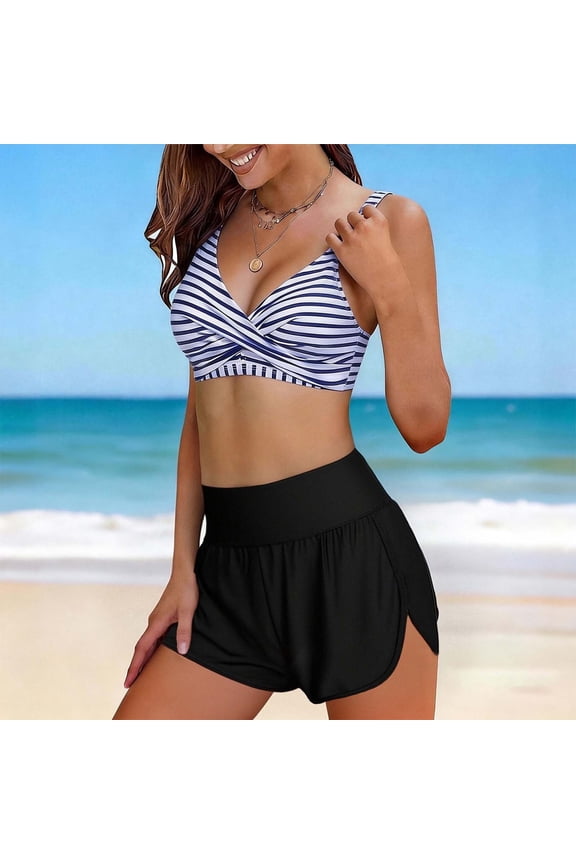 Women's Elegant Tankini With High Withed Swim Top And Bottom Stylish Poolwear For Summer Beachwear Comfort And Fit Blue S