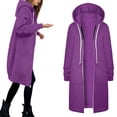 thumbnail image 1 of KANG Fashion Women's Fleece Jacket With Hood And Zipper | Lightweight Warm Coat With Pockets | Casual Outerwear For Autumn Winter Everyday Activities, 1 of 6