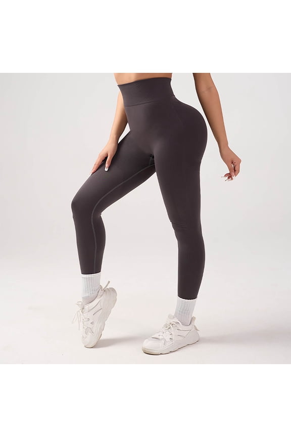 Women's High Waist Seamless Yoga Leggings Tummy Control Lifting Design Stretchy Comfortable Slim Fit Workout Pants Grey S