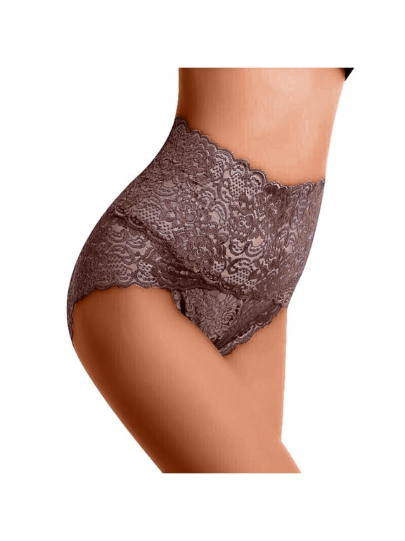 Women's High Waisted Cotton Underwear, Full Coverage Lace Briefs, Tummy Control Super Stretchy Ladies Panties, Plus Size Underwear Women Cotton M-XXXL