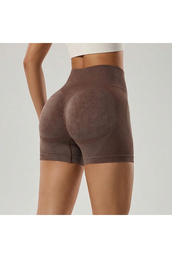 Women's High-Waisted Sandwashed Yoga Shorts Tummy Control & -Lifting Design High-Stretch Comfortable Fabric Versatile Outerwear for Running Gym and Fitness Brown XL