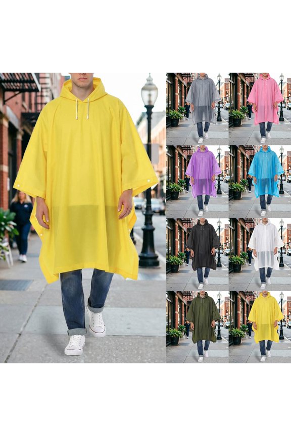 Women's Reusable Full Body Raincoat Extra Wide Hood Heavy Duty Outdoor Jacket Waterproof Full Protection Against Heavy Rain Light Yellow One Size