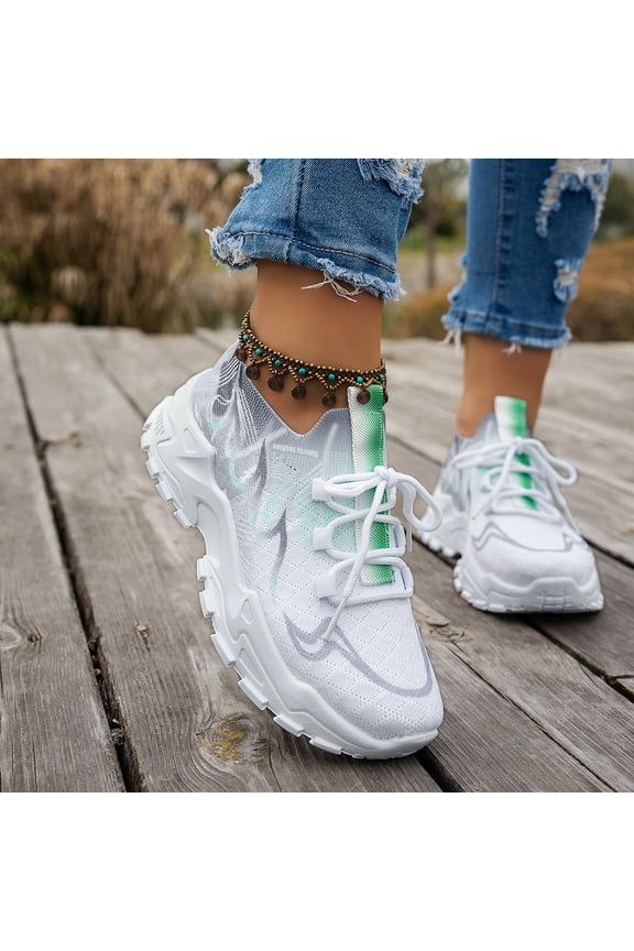 Women's Soft Sole Walking Sneakers, Breathable Lightweight Casual Shoes, Comfort Athletic Footwear for Everyday Wear Green 42