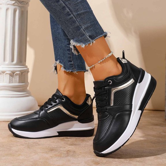KANG Fashionable Sneakers With Lace Up Design And Platform For Comfortable Sporty Style Black 39