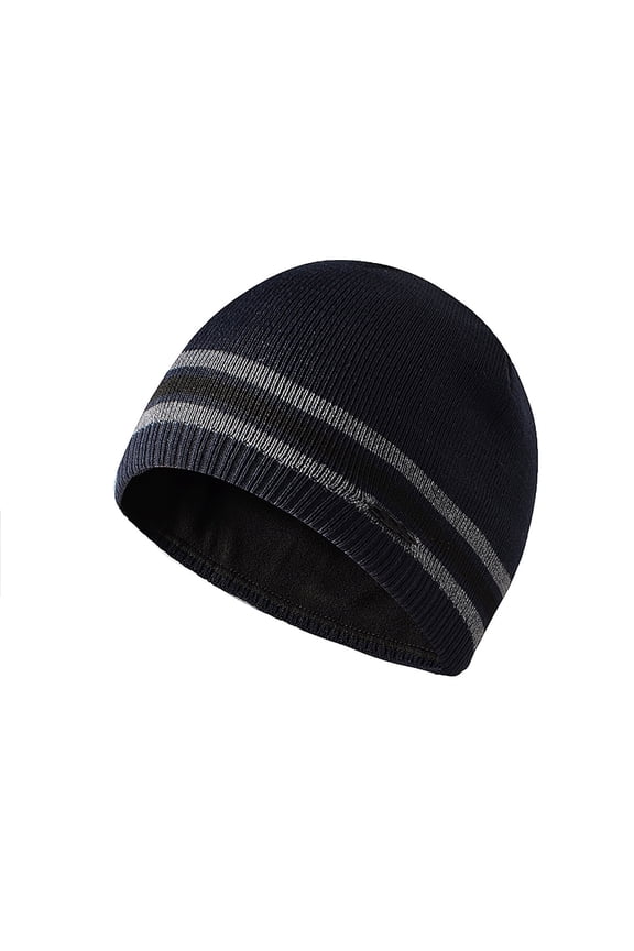 Fleece Knitted Cap With Label Straight Edge Woolen Cap Without Brim Dome Cap Pullover Cap Ski Cap Navy One Size