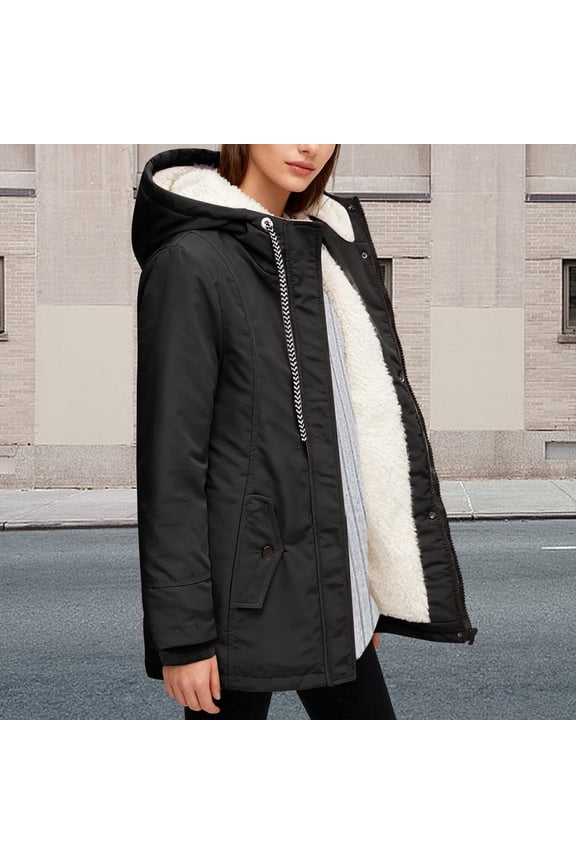 Fleece Lined Hooded Jacket Windproof Outdoor Softshell Coat For Fall Winter Casual Warm ComfortBlackXXL