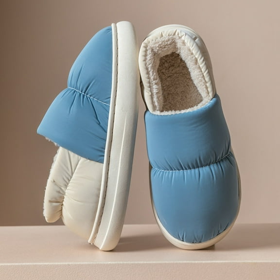 KANG Fleece Lined Slippers Indoor Outdoor Soft Sole Shoes For Winter Warmth Comfort