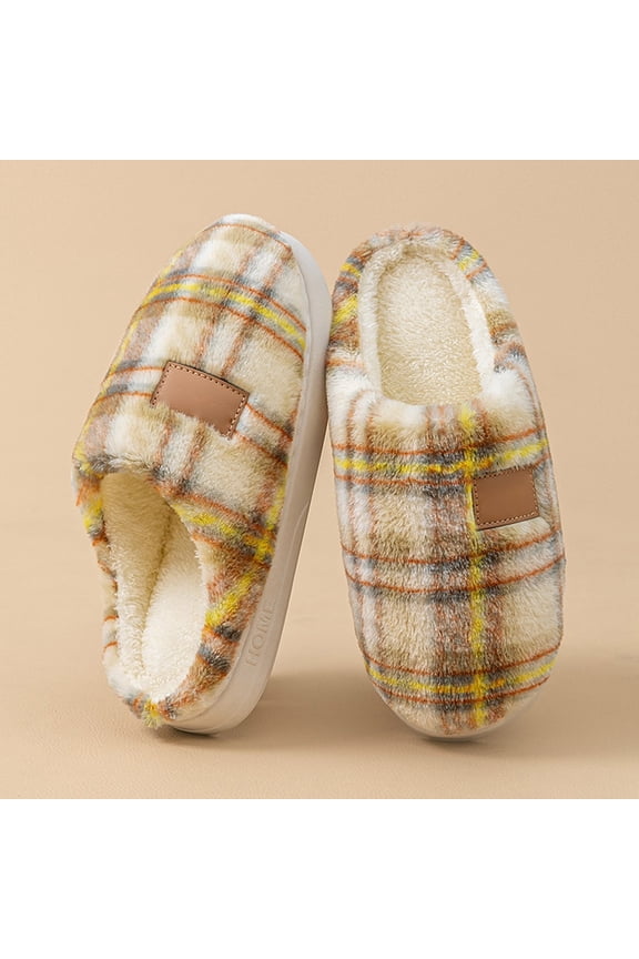 Fleece Lined Slippers With Thick Sole For Indoor Outdoor Comfort Warm Winter Slide Shoes