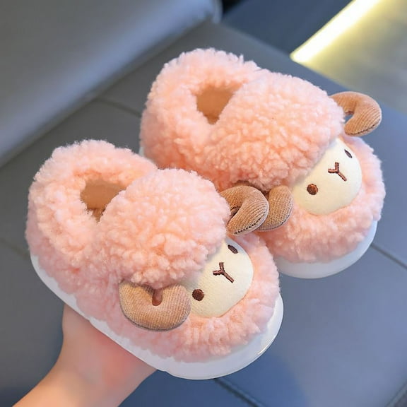 KANG Girls Slippers Winter Warm Fleece Lined Shoes With Heel Coverage For Toddlers And Kids