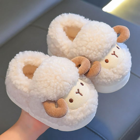 KANG Girls Slippers Winter Warm Fleece Lined Shoes With Heel Coverage For Toddlers And Kids