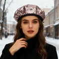 thumbnail image 1 of KANG Glitter Style Beret For Elegant Daily Wear Soft Slouchy Hat Feminine Dressy Occasion Rose Gold A, 1 of 5
