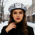 thumbnail image 1 of KANG Glitter Style Beret For Elegant Daily Wear Soft Slouchy Hat Feminine Dressy Occasion Silver A, 1 of 5
