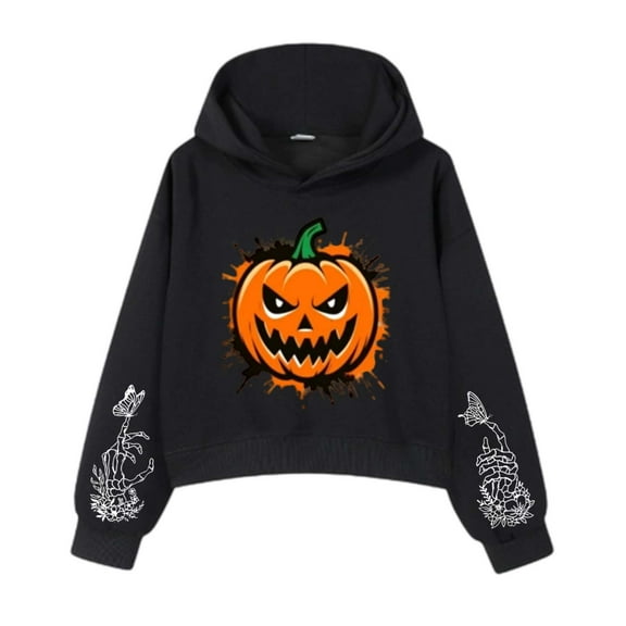 KANG Halloween Fashion Cropped Hoodie Pullover Casual Fall Streetwear Jacket With Drawstring Hood For Party hoddie