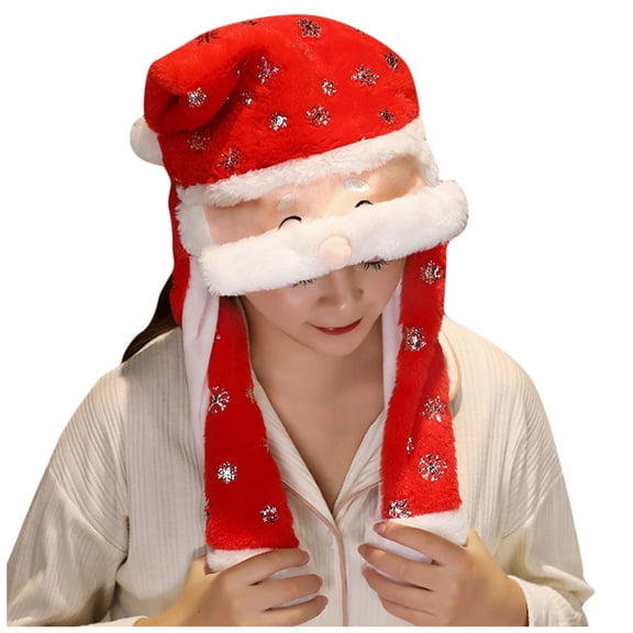 KANG Hat Hat Santa Hat Jumping Bag Air Hat Cute Ears Christmas With Movable Christmas Winter Sports Hat Red2 One Size