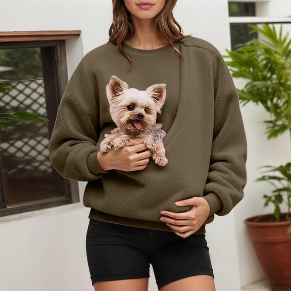 KANG Hoodless Pullover Sweatshirt With Pocket For Small And Cats Cozy Soft Fleece Front Style Cuddly