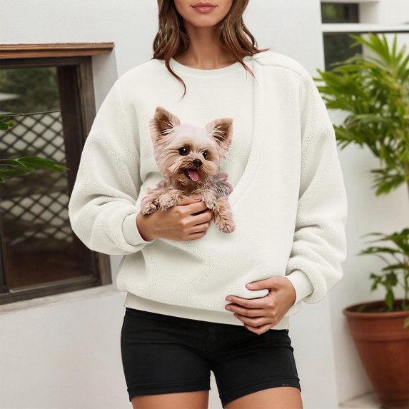 KANG Hoodless Pullover Sweatshirt With Pocket For Small And Cats Cozy Soft Fleece Front Style Cuddly