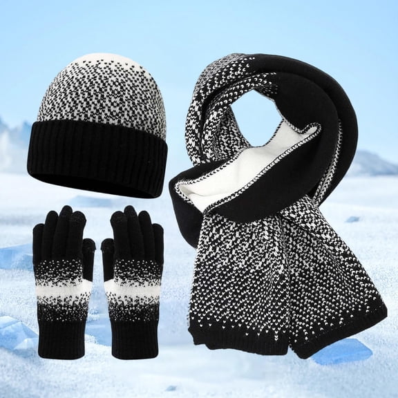 KANG Knit Scarf And Touchscreen For Winter Warm And Cozy Three Piece Outdoor Bundle
