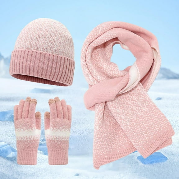 KANG Knit Scarf And Touchscreen For Winter Warm And Cozy Three Piece Outdoor Bundle