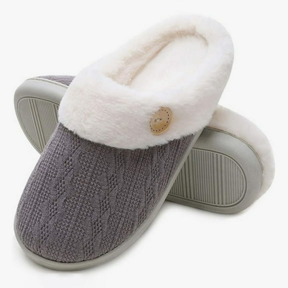 KANG Ladies Fashion Winter Insulation Closed Toe Flat Bottom Soft Slippers